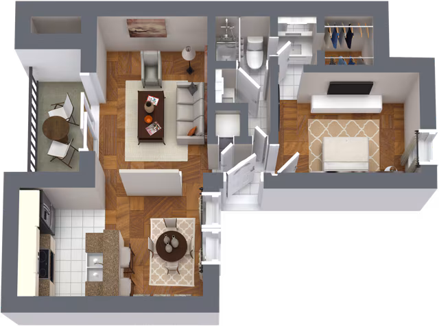 1 Bed • 1 Bath 1044 floor plan